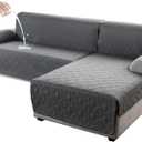 Genina 100% Waterproof Sectional Couch Covers for Dogs Reversible Couch Covers for Sectional Sofa L Shaped Sofa Slipcover Furniture Protectors Cover for Pets, Kids (Dark Gray, Large)