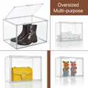 Attelite XXX-Large Clear Display Case Stackable Plastic Storage Bins with Lid, 2 Tiers Boot Shoe Box Organizers with an Adjustable Divider, Big Acrylic Display Storage Box with Magnetic Door