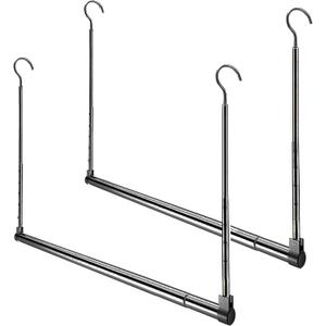 Adjustable Hanging Closet Rod, Extender Hanging Rod, Closet Hanging Organizer, Heavy Duty Closet Bar, Hanging Rod (Black, 2 Pack)