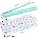 50cm Mahjong Racks with Pushers, Light Blue Wooden American Mahjong Tile Pushers & Racks Set of 4, with White Printed Mahjong Racks Drawstring Bag, Mahjong Accessories, 50 x 6.5 x 2.7 cm