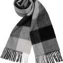 Cashmere Wool Scarf Soft Warm Thick Plaid Winter Scarf Unisex for Women and Men with Gift Box (Black Gray Plaid)