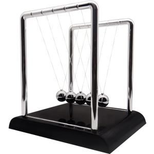 Newtons Cradle Balance Pendulum, Swinging Kinetic Balls, Fun Science Learning Accessories Physics Toy, Calm Down Fidgets Kit, Desk Toys for Stress Relief, Office Desk Decoration (Large Black) (Large - 5 Balls)