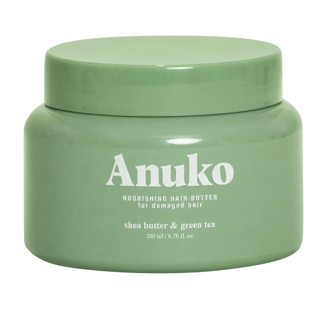 Anuko Hair Butter, Nourishing Treatment Mask for Damaged Hair, Shea Butter & Green Tea, Korean Hair Care, 6.7 oz