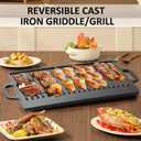 Vivicreate Cast Iron Griddle Skillet for Stove Top and Gas Grill – Flat Top Grill and Reversible Grill Griddle for Indoor or Camping Cooking  16.5"L x 9.25"W x 1"Th