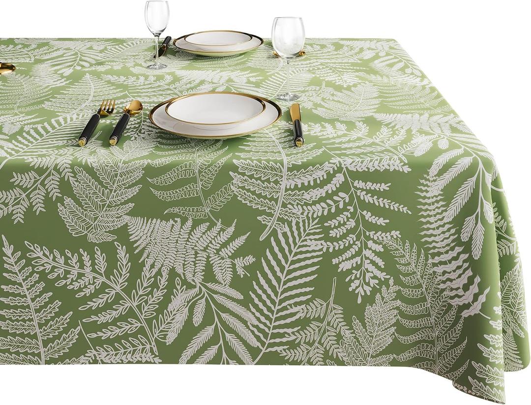 Rectangle Table Cloth,100% Waterproof Tablecloth Oil Proof Spill Proof Vinyl Table Cloth, Wipe Clean Plastic Table Cover for Dining, Camping, Indoor and Outdoor 52" x 70",Green Leaves