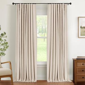 INOVADAY Thermal Sliding Door Curtains 100% Blackout Curtains for Bedroom, Sliding Glass Door Drapes Extra Wide for Patio Linen Textured Farmhouse Window Treatment, Oatmeal, 1 Panel, W50xL84