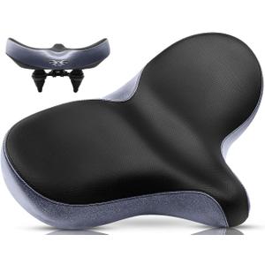 X WING New-Age Noseless Bike Seat Cushion for Men & Women - Extra Padding & Wide - Suitable for City, Electric, Stationary Bikes - Compatible with Peloton Bikes  Wide Winged Bike Seat with Cushion (Black Mega)