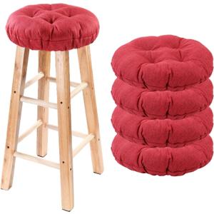 Bar Stool Covers Set of 4, Stool Covers Round with Elastic Band Pad, Soft Stool Seat Covers, Nonslip and Washable, 12 Inch, Red