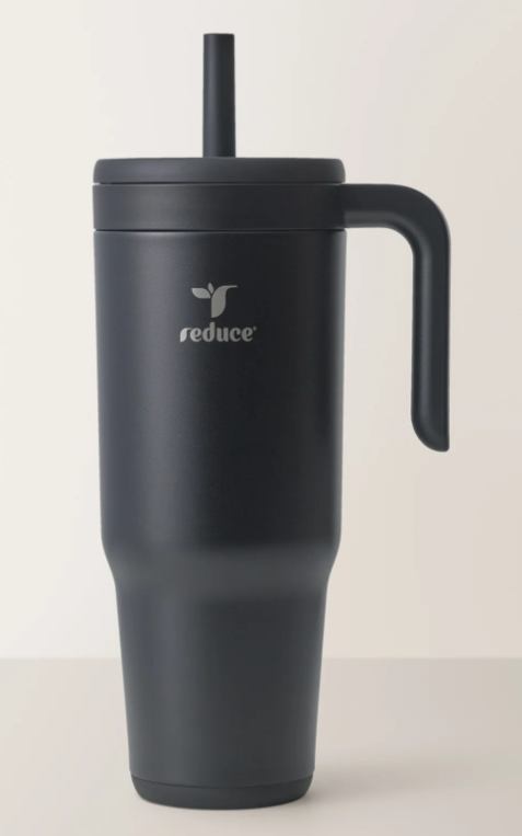 REDUCE 40 oz Stainless Steel Tumbler with Handle - Dual-Wall Vacuum Insulated Travel Mug, Sweat-Proof Lid & Reusable Straw - Keeps Drinks Cold for 24 Hrs, Fits Cupholders, Dishwasher Safe