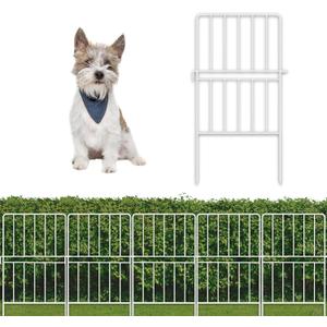 ShopLaLa Garden Fence Border (10 Panels) 12in(L) x 24in(H) Decorative Animal Barrier Fencing for Dogs with Classic Design, Rustproof Metal Wire Flower Bed Edging Yard Landscape Outdoor White Fences