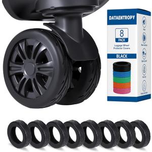 8PCS Luggage Wheel Covers for Spinner Wheels, Silicone Suitcase Wheel Protectors, Wear-Resistant & Anti-Noise, Fits 22.4 Inch Wheels (Black)