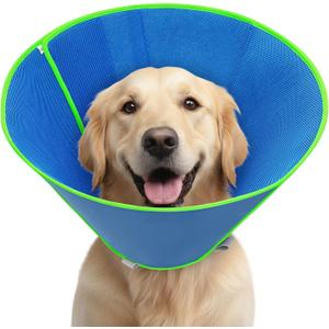Soft Dog Cone Collar to Stop Licking After Surgery, Mesh Breathable Pet Recovery Collar for Large Medium Dogs, Elizabethan Cone Alternative(L)