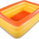 Inflatable Family Swim Play Center Pool, 82" x 56" x 25" Giant Blow Up Pool Summer Water Fun with Inflatable Soft Floor for Family, Garden, Outdoor, Backyard (Orange)