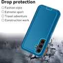 for Samsung Galaxy S24 FE 5G Case, S24 FE Heavy Duty case, [Belt Clip Holster] [Glass Screen Protector] [Military Grade Protective ] [Shockproof] [Dropproof] [Dust-Proof] (Lake Blue)