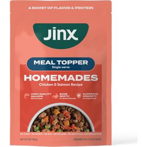 Jinx Salmon Grain Free Wet Dog Food Toppers, Meal or Mix with Dry Dog Food, Made with Real Salmon & Chicken, Bone Broth, No Fillers, Puppy, Adult, Senior, 3oz, 8 Pack (EXP 10/20/27)