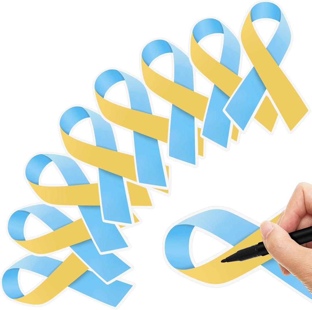 60 Pieces Down Syndrome Awareness Accessories Bulk Down Syndrome Awareness Paper Ribbons Social Event Supplies for Donation Support Care Decorations Men Women, 4 x 7 Inches