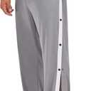 Deyeek Men's Tear Away Basketball Pants High Split Snap Button Casual Post-Surgery Sweatpants with Pockets (Medium, Grey)