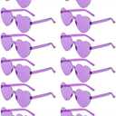 LYMOJOR 12 Pairs Heart Shaped Sunglasses Candy Color Rimless Fun Heart Glasses for Women Party Favors