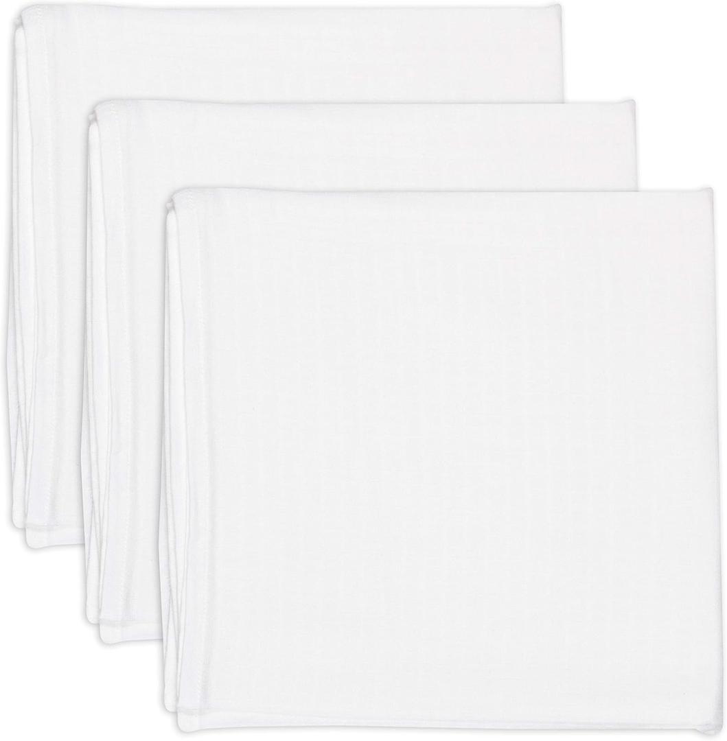 HonestBaby 3-Pack Organic Cotton Swaddle Blankets, Bright White, One Size