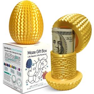 2026 Mystery Egg Maze Puzzle Box: 4 Unique Mazes Money Holder with Hidden Compartment, Brain Teaser Game for Cash & Gifts, Reusable Surprise Container for Easter Birthday Christmas Party (Gold)