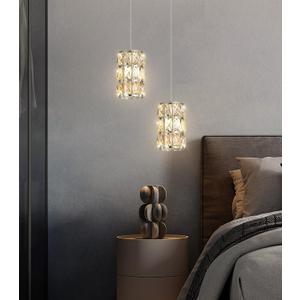 2-Lights Modern Crystal Pendant Lights for Kitchen Island LED Dimmable Glam Pendant Lighting Chandelier for Dining Room Hallway Corner Lamp Nickel