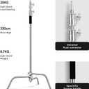 Heavy Duty C Stand 10.8ft/330cm with Boom Arm 100% Stainless Steel Photography Sturdy C-Stand with Carry Bag Sandbag 3*Clip 2*Grip Head for Photography Studio Video Monolight Softbox Shooting