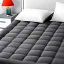 EASELAND Queen Size Mattress Pad Pillow Cover Quilted Fitted Mattress Protector Cotton Top 8-21" Deep Pocket Cooling Mattress Topper (60x80 Inches, Dark Grey)