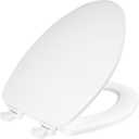 CHURCH Toilet Seat, Easy Clean Hinges Release for Deep Cleans, Durable Enameled Wood Seat, Elongated, White