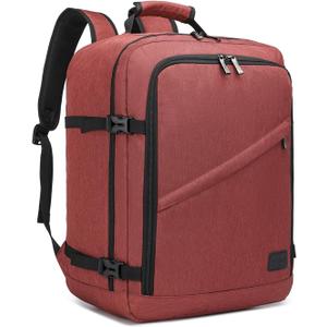 Kono Carry on Backpack, 18" Airplane Approved Under Seat Travel Backpack for Men and Women, Waterproof Lightweight Daypack for Flight 30L (Burgundy Red, Medium)