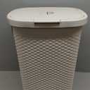 Mind Reader Slim Laundry Hamper with Lid, 60L Tall Clothes Basket, Narrow Tapered Design for Bathrooms, Closets and Laundry Rooms, Plastic, Ivory
