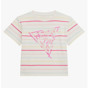 GUESS Girls' Eco Striped Logo T-Shirt, 14 Years