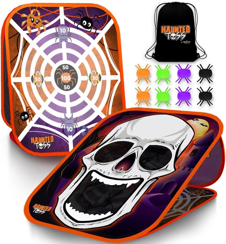 Swooc Games - Haunted Toss | Halloween Games for Kids | 2-in-1 Bean Bag Toss Game | 5-Second Setup | Spooky Halloween Party Games for Kids | Fall Bean Bag Toss Cornhole | Carnival Party Activities