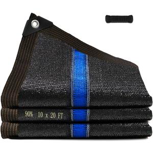 90% Shade Cloth for Garden, 10 x 20 FT 2025 New Update Sun Shade Netting, Design with Reinforcement Strips and Tie Rope, Tear Resistant Shade Cloth for Plants, Pool Cover, Patio