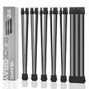 EZDIY-FAB PSU Cable Extension Sleeved Custom Mod GPU PC Power Supply Soft Nylon Braided with Comb Kit 24PIN/ 3x 8PIN to 6+2Pin/ 2X 8PIN to 4+4PIN-300MM/ 11.9in - Black Grey