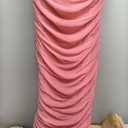 PRETTYGARDEN Womens 2026 Summer Off The Shoulder Dress Ruched Bodycon Sleeveless Split Cocktail Party Maxi Dresses (Pink, S)