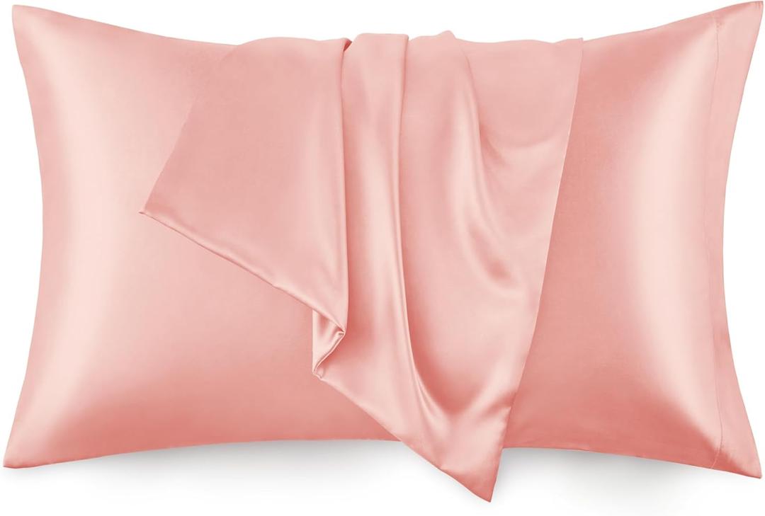 Love's cabin Satin Pillowcase for Hair and Skin, Similar to Silk Pillow Cases for Women, Pillow Case Queen Size Set of 2, Satin Cooling Pillow Cover with Envelope Closure, 20x30 Inches, Coral