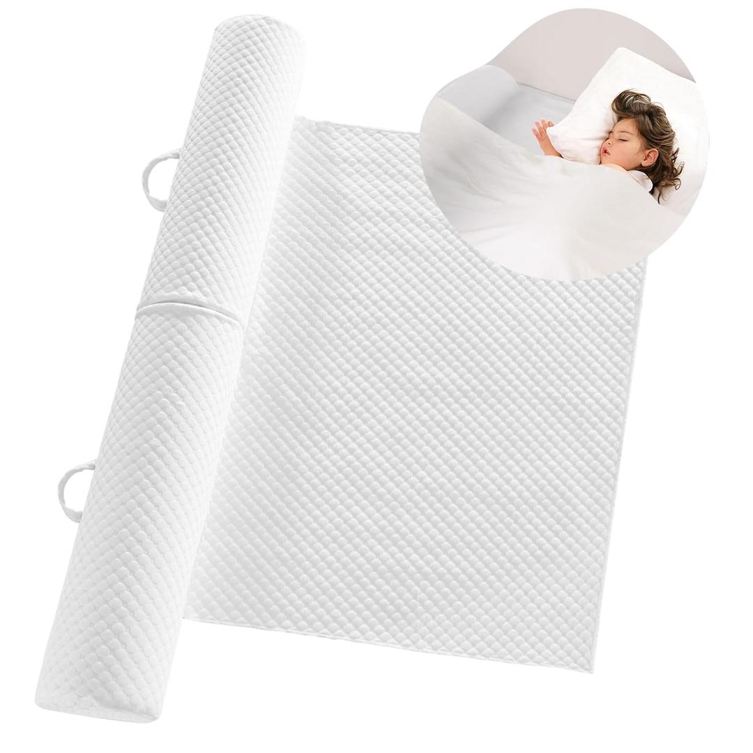 YIHATA Bed Rail for Toddlers Foldable Bed Bumpers with Flap 1 Pack Toddler Bed Rails Portable Bed Rails for Toddlers with Non-Slip Machine Washable Cover Toddler Bed Rails for Kids Twin Bed (White)