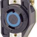 Leviton 2620 30 Amp, 250 Volt, Flush Mounting Locking Receptacle, Industrial Grade, Grounding, V-0-MAX, Black