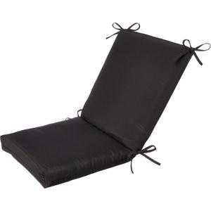 Pillow Perfect Fresco Solid Indoor/Outdoor One Piece Chair Cushion Deep Seat, Weather and Fade Resistant, Square Corner - 36.5" x 18", Black