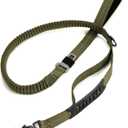 Heavy Duty Dog Leash with 2 Padded Handles & Advanced Easy Metal Clip, 4-6FT Shock Absorbing No Pull Dog Leashes for Medium Large Dogs That Pull (Army Green)