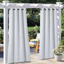 NICETOWN 2 Panels Greyish White Outdoor Curtains for Patio Waterproof, Rustproof Stainless Steel Grommet Room Darkening Thermal Insulated Vertical Drapes for Front Porch & Canvas, W52 x L84