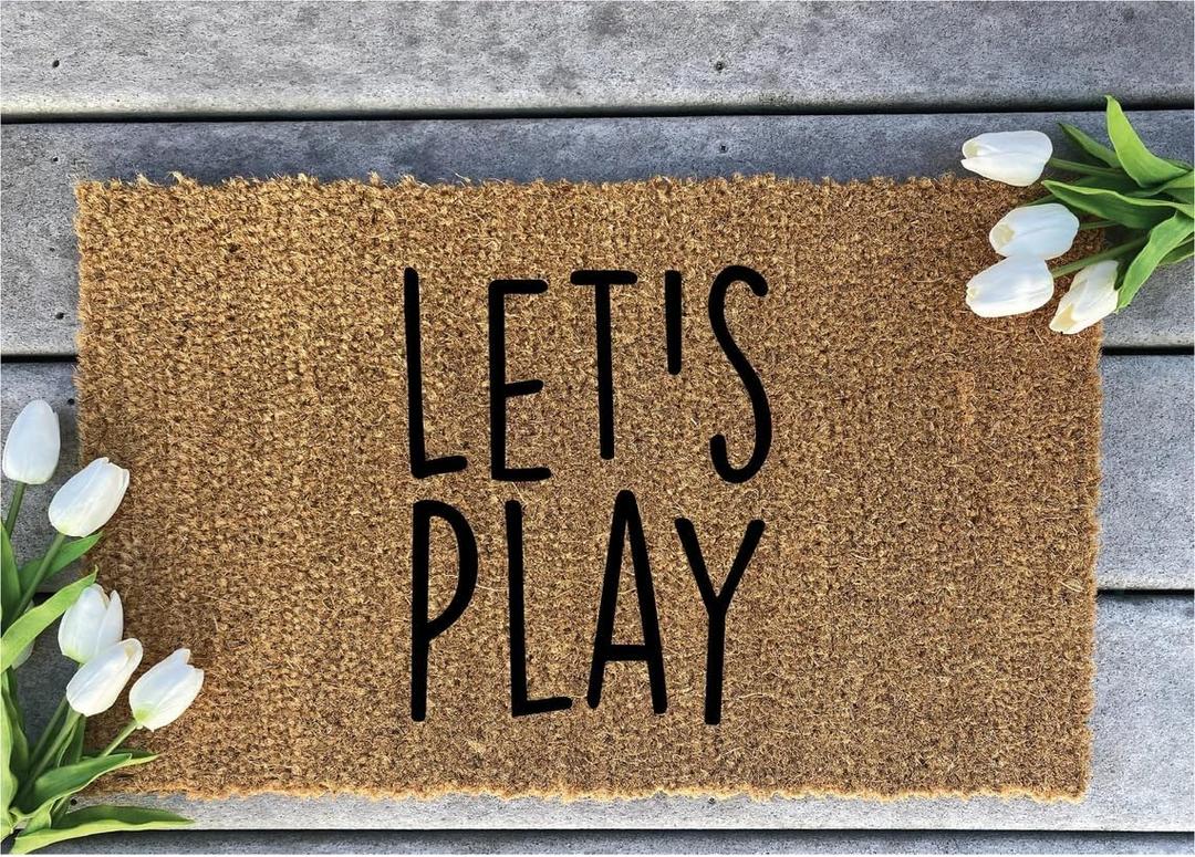 Mini Playhouse Doormat Let's Play - Kids Welcome Mat Clubhouse Door Mat Small Treehouse Outdoor Gift for Kids Playhouse Decor Welcome Home Floor Holiday Decor 16"X24"