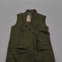 Women's Sleeveless Suit Jacket Vest Shorts Suit Lapel V-Neck Button Office Business Casual Outfits Suits, Size M, Army Green
