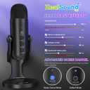 ZealSound Podcast Microphone for PC, Noise Cancellation USB Mic with Gain, Volume Adjustment & Mute Button, Monitoring & Echo, for YouTube, TikTok, Podcasting, Streaming, iPhone, iPad, Android, Mac, Black