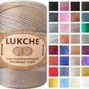 Polyester Macrame Cord 2mm x 251 Yards, 100% Polypropylene Premium Macrame Rope, Colorful Yarn Crochet Macrame Bag Craft for Wall Hangers, Bags, Bottom Plates, Carpets (Latte) 1, 2MM-MCRM