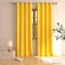 Yellow Curtains Room Darkening 92 inches Long Window Curtain Panels Living Room Divider Patio Doorway Sliding Glass Door Grommet Top Bedroom Thermal Insulated Drapes Kitchen Basement 2 Panels 52"x92"