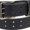 Mens Classic Leather Belt, Double Prong Retro Style, Antique Nickel Buckle, 1  Width, Amish handmade in the USA (Black)