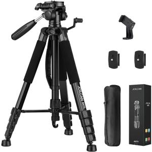 JOILCAN Tripod Camera Tripods, 74" Tripod for Camera Phone Video Recording, Heavy Duty Cameras Tripod Stand, Professional Travel DSLR Tripods Compatible with Canon iPhone, Max Load 15 LB (Black)