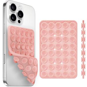 2 x Yojaro Silicone Suction Cup Phone Case Mount Double Sided, Phone Accessories Hands-Free Strong Grip Holder for Selfies and Videos (Reddish Brown Glitter)
