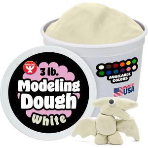Hygloss Play Modeling Dough for Kids  Safe & Non-Toxic Sensory Dough for Arts and Crafts  3 lb Tub  Play Clay for Toddler Activities, Preschool Classroom Must-Haves  White Color, Unscented